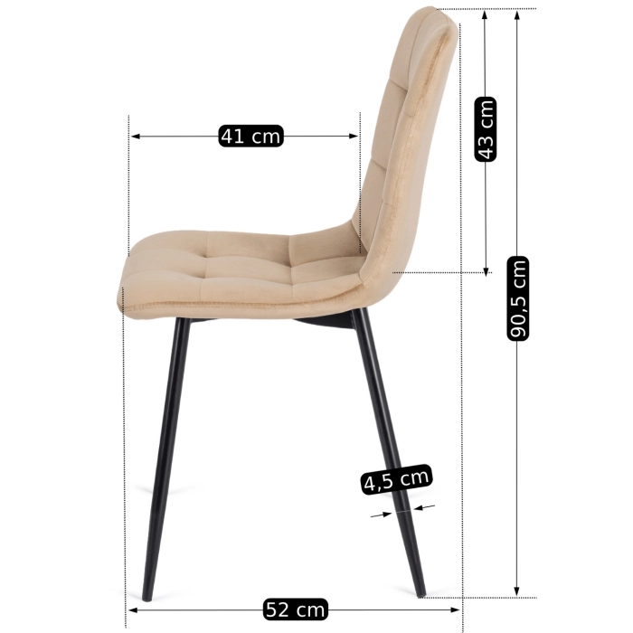 Zestaw Stół HARRY 102-142 cm Dąb Craft/Czarny i 4 Krzesła PERU Beżowe