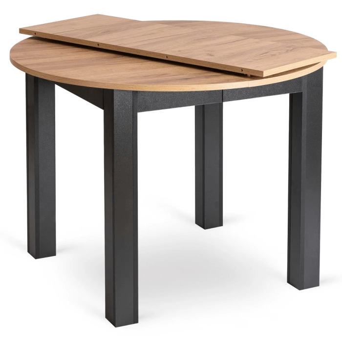 Zestaw Stół HARRY 102-142 cm Dąb Craft/Czarny i 4 Krzesła PERU Beżowe