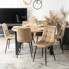 Zestaw Stół HARRY 102-142 cm Dąb Craft/Czarny i 6 Krzeseł PERU Beżowych