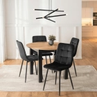 Zestaw Stół HARRY 102-142 cm Dąb Craft/Czarny i 4 Krzesła PERU Czarne