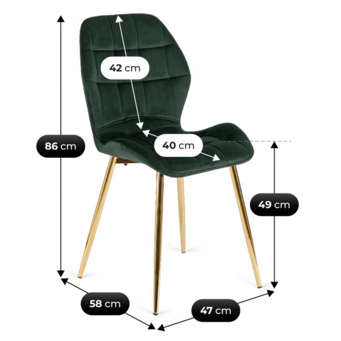 Zestaw Stół BALI 100 cm Biały Marmur/Złoty i 4 Krzesła LUCKY Zielone ze Złotą Nogą