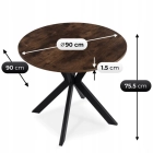 Zestaw Stół LAUREN 90 cm Dąb Rustykalny/Czarny i 4 Krzesła PERU Brązowe