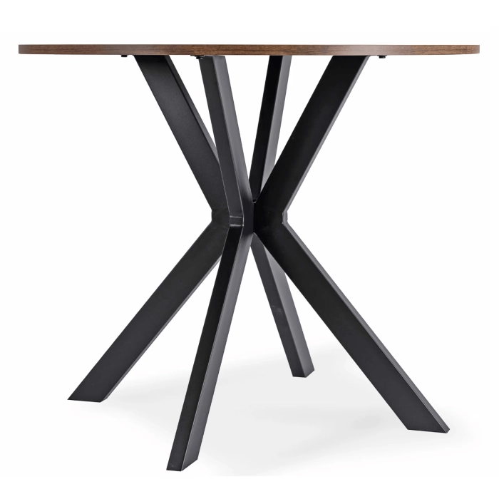 Zestaw Stół LAUREN 90 cm Dąb Rustykalny/Czarny i 4 Krzesła PERU Brązowe