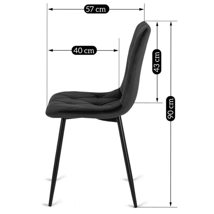 Zestaw Stół LAUREN 90 cm Dąb Rustykalny/Czarny i 4 Krzesła ROBIN Czarne