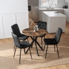 Zestaw Stół LAUREN 90 cm Dąb Rustykalny/Czarny i 4 Krzesła ROBIN Czarne