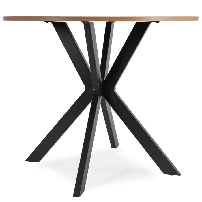 Zestaw Stół LAUREN 90 cm Dąb Złoty/Czarny i 4 Krzesła ROBIN Czarne