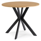 Zestaw Stół LAUREN 90 cm Dąb Złoty/Czarny i 4 Krzesła ROBIN Czarne