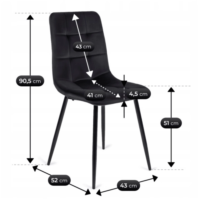 Zestaw Stół LUKAS 100-250 cm Orzech/Czarny i 4 Krzesła PERU Czarne