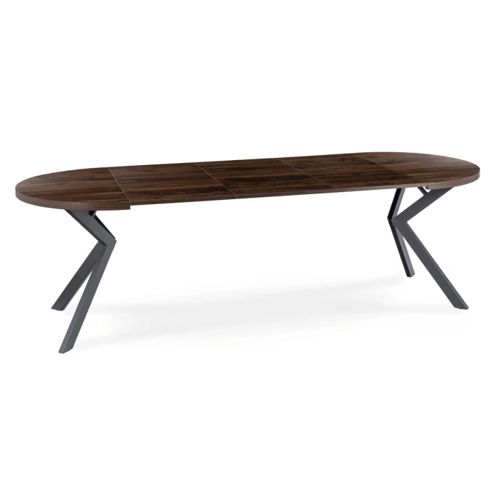 Zestaw Stół LUKAS 100-250 cm Orzech/Czarny i 4 Krzesła PERU Czarne