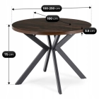 Zestaw Stół LUKAS 100-250 cm Orzech/Czarny i 4 Krzesła PERU Czarne