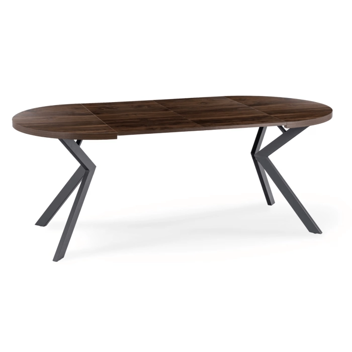 Zestaw Stół LUKAS 100-250 cm Orzech/Czarny i 4 Krzesła PERU Czarne