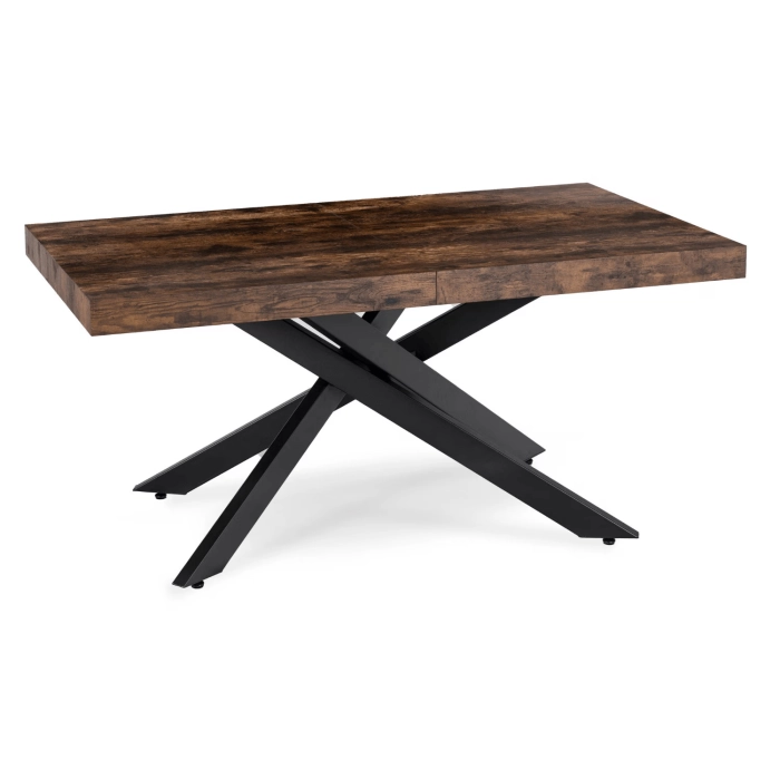 Zestaw Stół HAMPTON 160-240 cm Dąb Rustykalny/Czarny i 4 Krzesła BRESSO Czarne