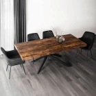 Zestaw Stół HAMPTON 160-240 cm Dąb Rustykalny/Czarny i 4 Krzesła BRESSO Czarne