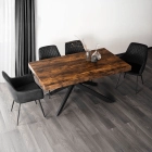 Zestaw Stół HAMPTON 160-240 cm Dąb Rustykalny/Czarny i 4 Krzesła BRESSO Czarne