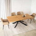 Zestaw Stół HAMPTON 160-240 cm Dąb/Czarny i 4 Krzesła BRESSO Beżowe