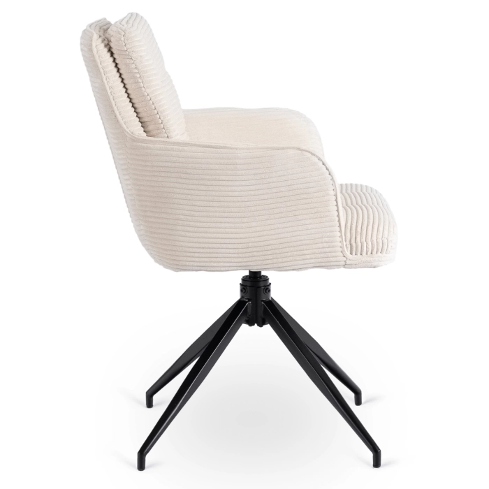 Zestaw Stół HAMPTON 160-240 cm Orzech/Czarny i 4 Krzesła AKITA Kremowe
