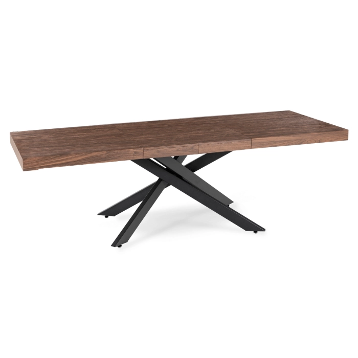 Zestaw Stół HAMPTON 160-240 cm Orzech/Czarny i 4 Krzesła AKITA Kremowe