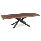 Zestaw Stół HAMPTON 160-240 cm Orzech/Czarny i 4 Krzesła AKITA Kremowe