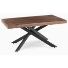 Zestaw Stół HAMPTON 160-240 cm Orzech/Czarny i 4 Krzesła AKITA Kremowe