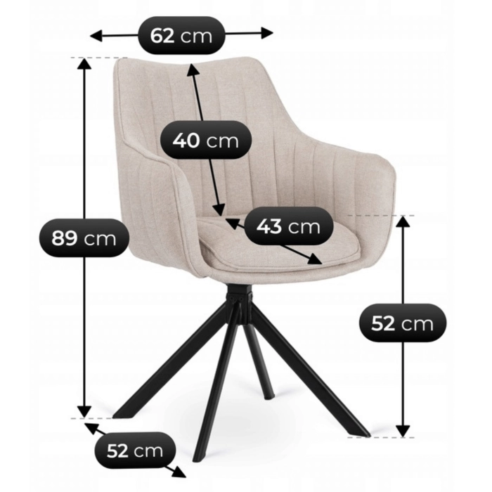 Zestaw Stół IBIZA 160-240 cm Czarny Marmur/Czarny i 4 Krzesła MUMBAI Kremowe