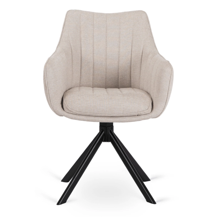 Zestaw Stół IBIZA 160-240 cm Czarny Marmur/Czarny i 4 Krzesła MUMBAI Kremowe