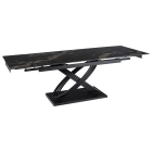 Zestaw Stół IBIZA 160-240 cm Czarny Marmur/Czarny i 4 Krzesła MUMBAI Kremowe