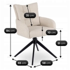 Zestaw Stół IBIZA 160-240 cm Czarny Marmur/Czarny i 4 Krzesła JULY Kremowe