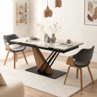 Stół REX 2 Ceramiczny Rozkładany 180-240 cm Biały Marmur/Dąb