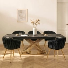 Stół IBIZA Ceramiczny Rozkładany 160-240 cm Czarny Marmur/Złoty