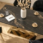 Stół IBIZA Ceramiczny Rozkładany 160-240 cm Czarny Marmur/Złoty